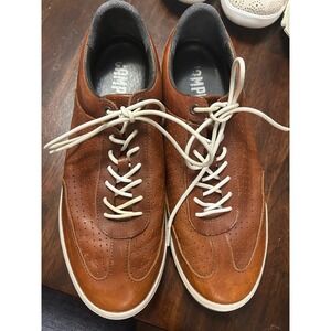 Camper Brown Leather Sneakers with White Laces